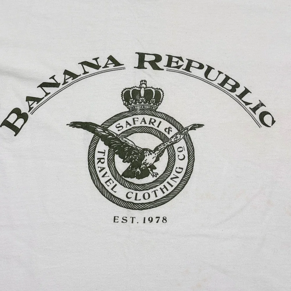 Vtg 90s Banana Republic Safari Tee Earthy Minimalist Logo Retro Outdoorsy XL